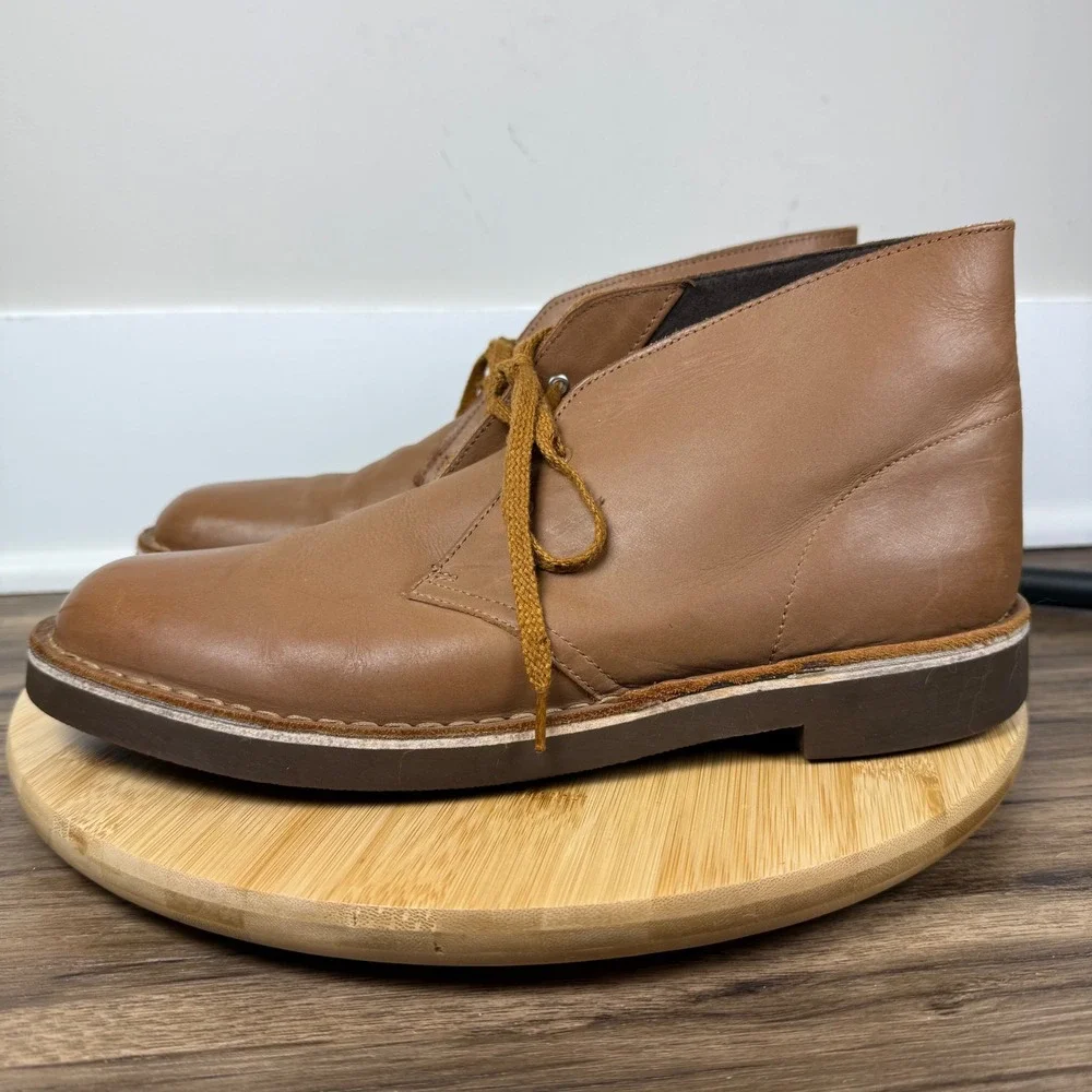 Clarks Desert Boots Mens 10 Tan Leather Good Chukka Lace Up 26112317 Brown
